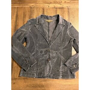 JEANSTAR Y2K Velvet Charcoal Gray Soft Cotton Stretch Jacket Blazer Size Large